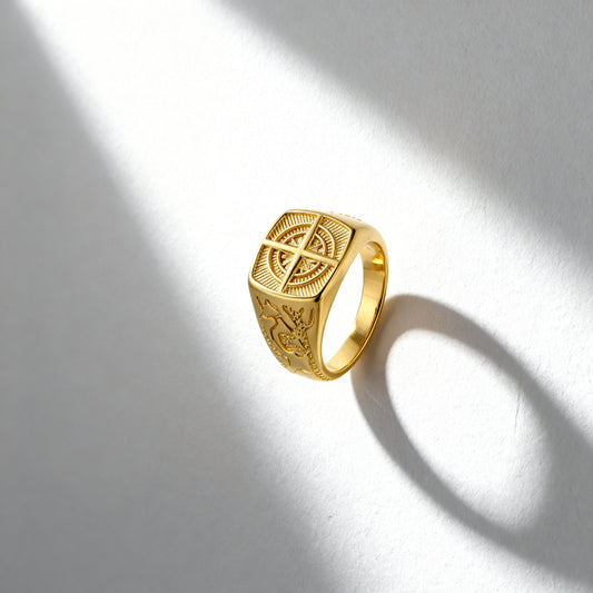 Anel Bússola - Dourado