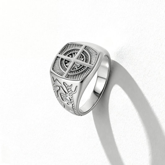 Anel Bússola - Prateado