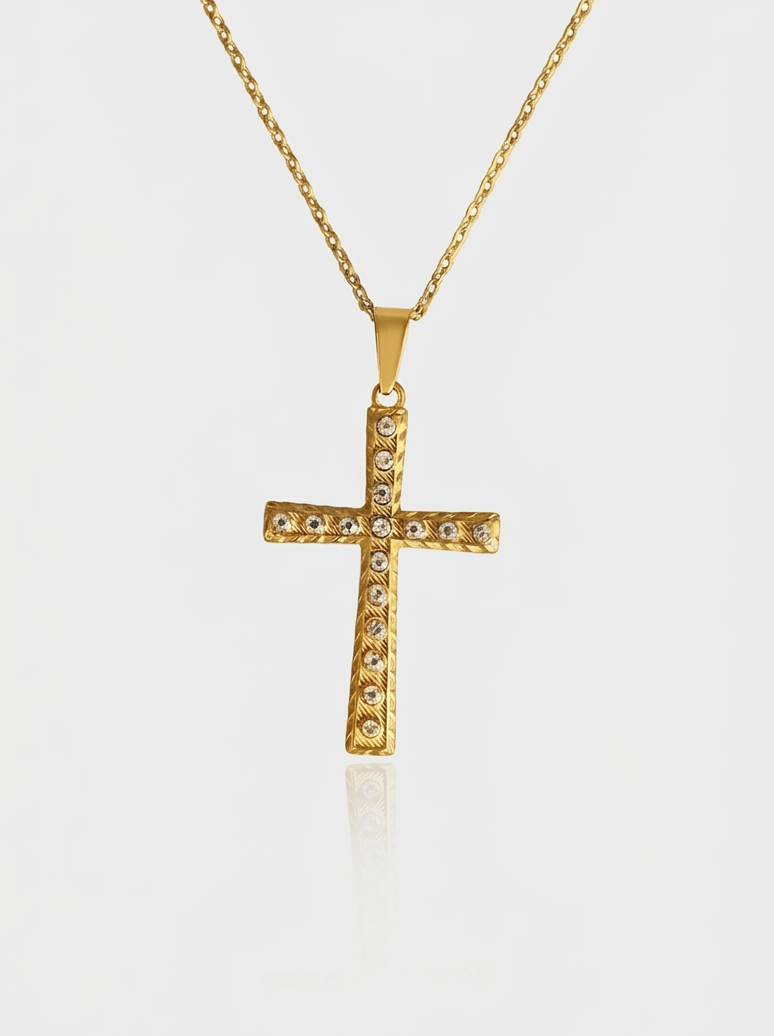 Brilliant Cross Necklace - Gold