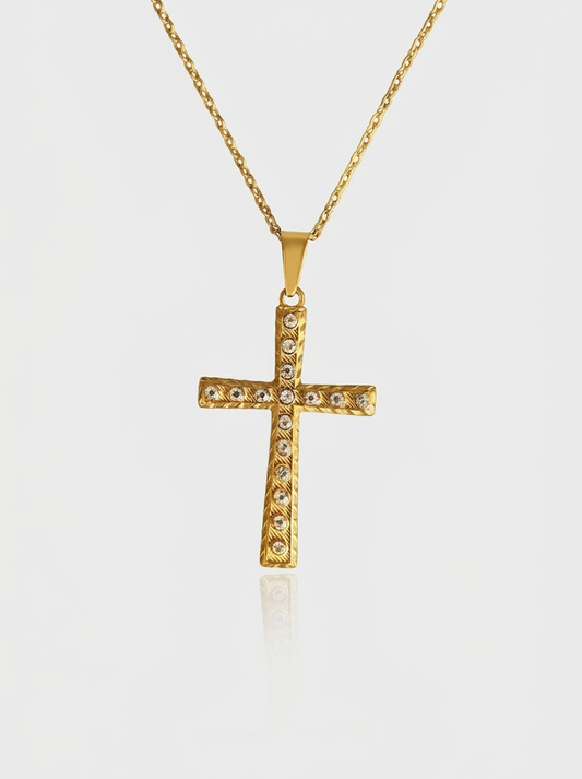 Brilliant Cross Necklace - Gold