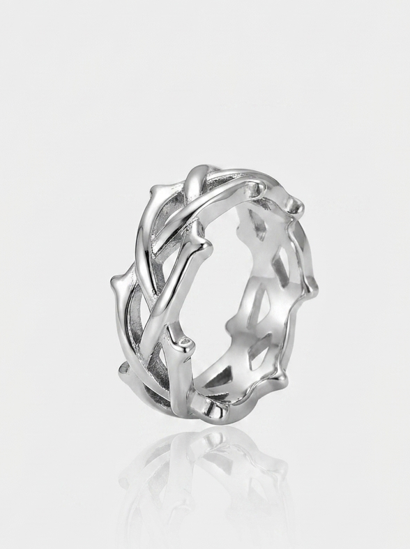 Thorn Crown Band Ring - Silver