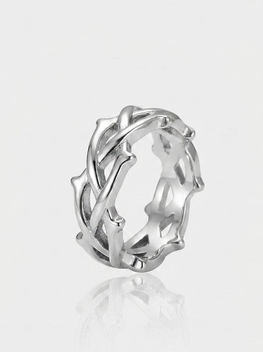 Thorn Crown Band Ring - Silver