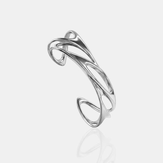Wave Cuff Bracelet - Silver