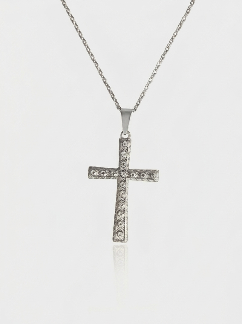 Brilliant Cross Necklace - Silver