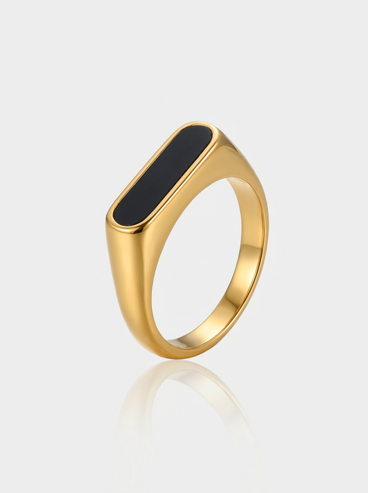 Onyx Bar Signet Ring - Gold
