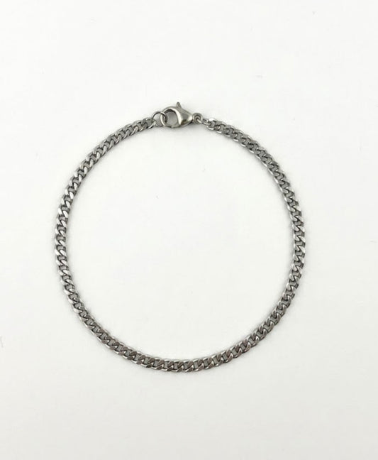 Round Cuban Link Chain Bracelet - Silver