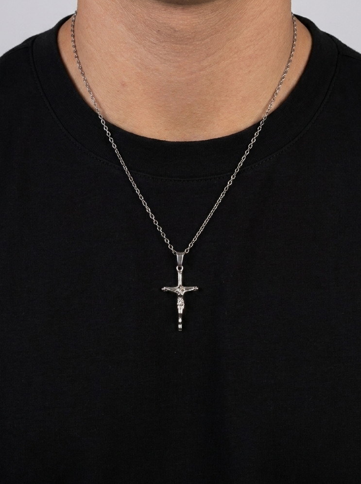 Jesus Cross Necklace - Silver