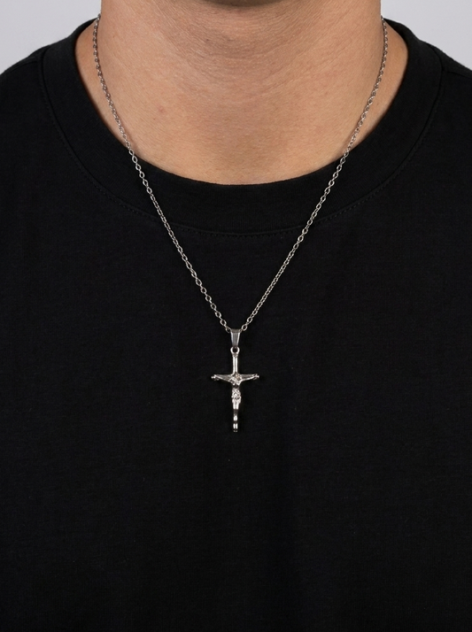 Jesus Cross Necklace - Silver