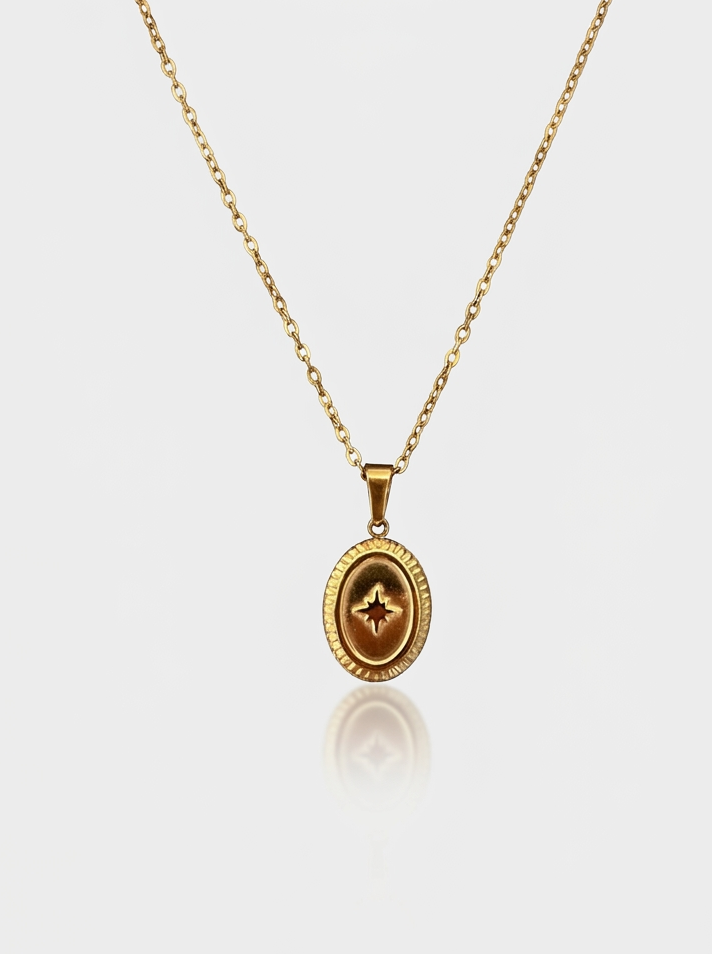 Round Medal Necklace - Gold