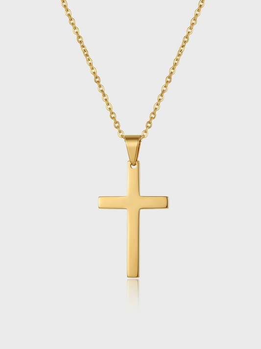 Simple Cross Necklace - Gold