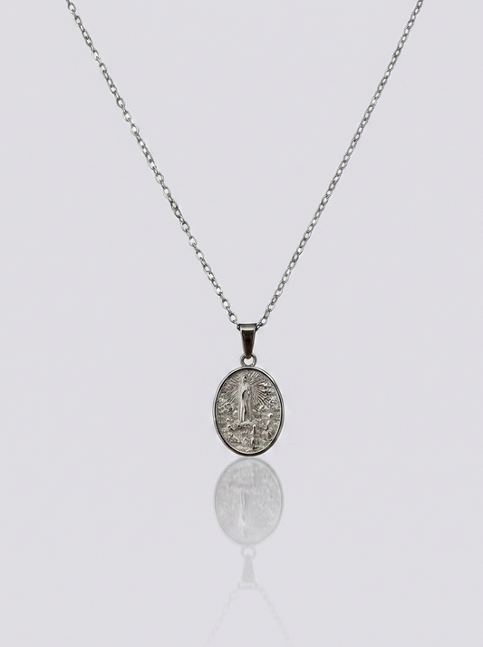 Our Lady of Fatima Necklace - Silver
