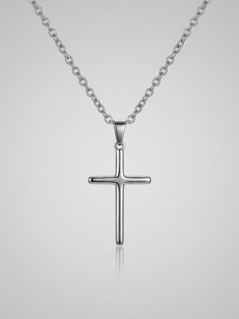 Slim Cross Necklace - Silver