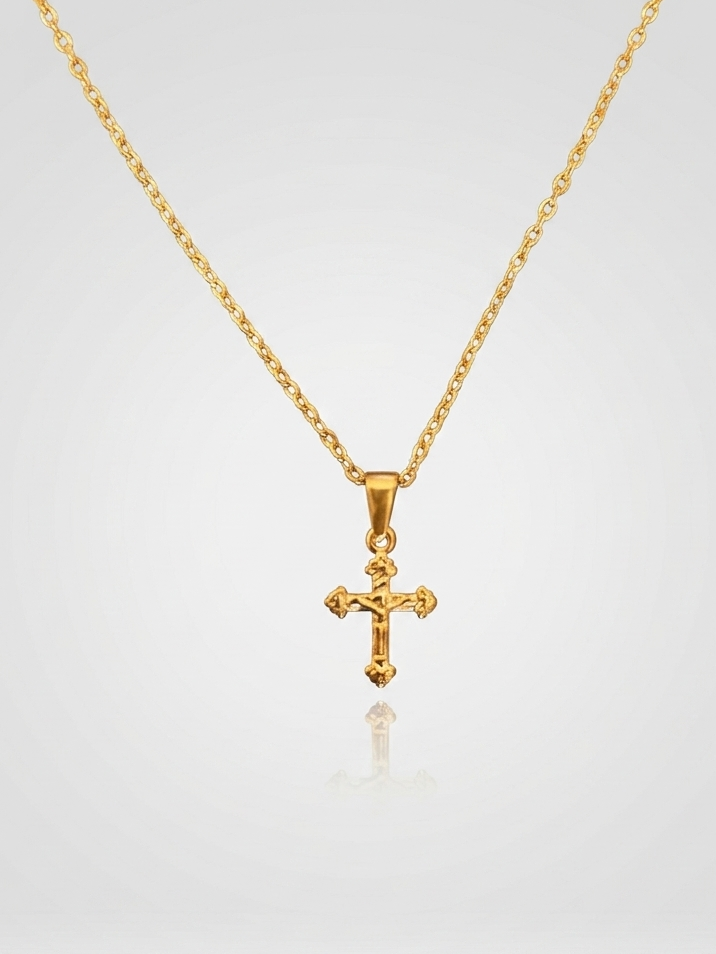 Ornate Cross Necklace - Gold