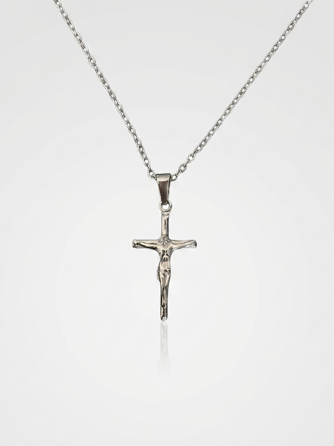 Jesus Cross Necklace - Silver