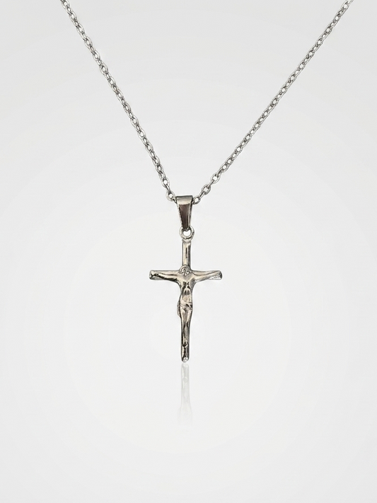 Jesus Cross Necklace - Silver