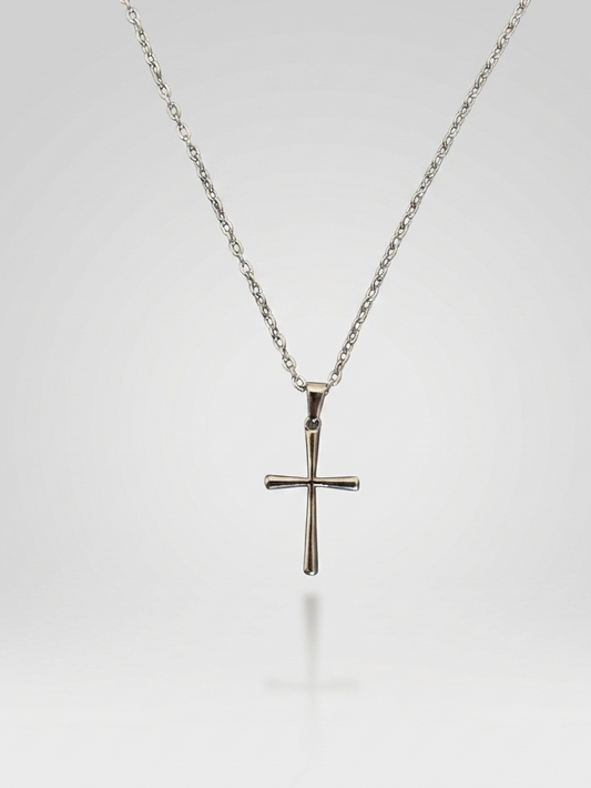 Round Cross Necklace - Silver