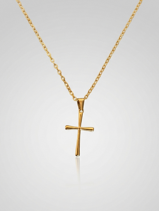 Round Cross Necklace - Gold