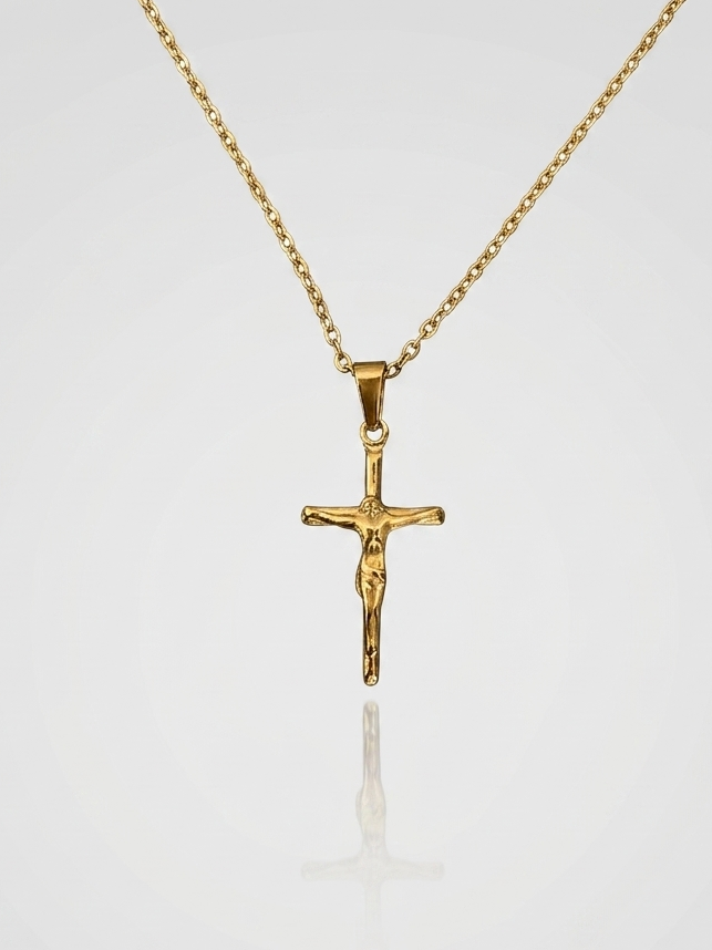 Jesus Cross Necklace - Gold