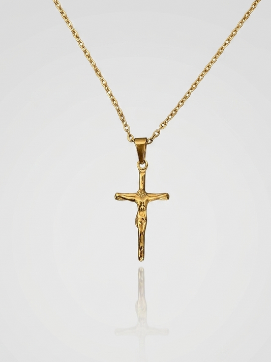 Jesus Cross Necklace - Gold