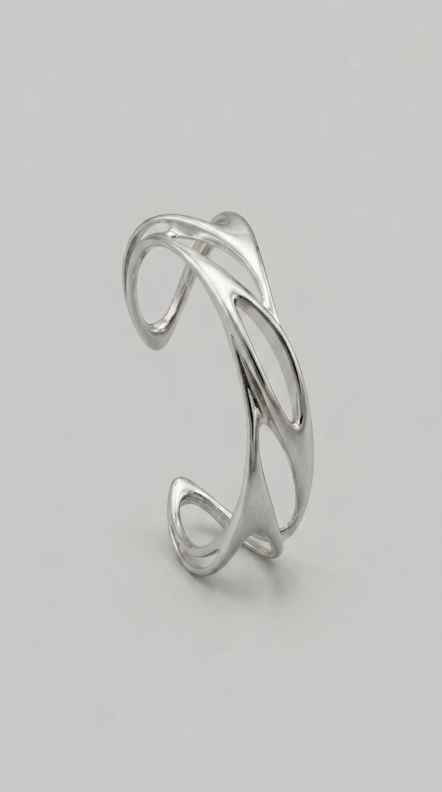 Wave Cuff Bracelet - Silver