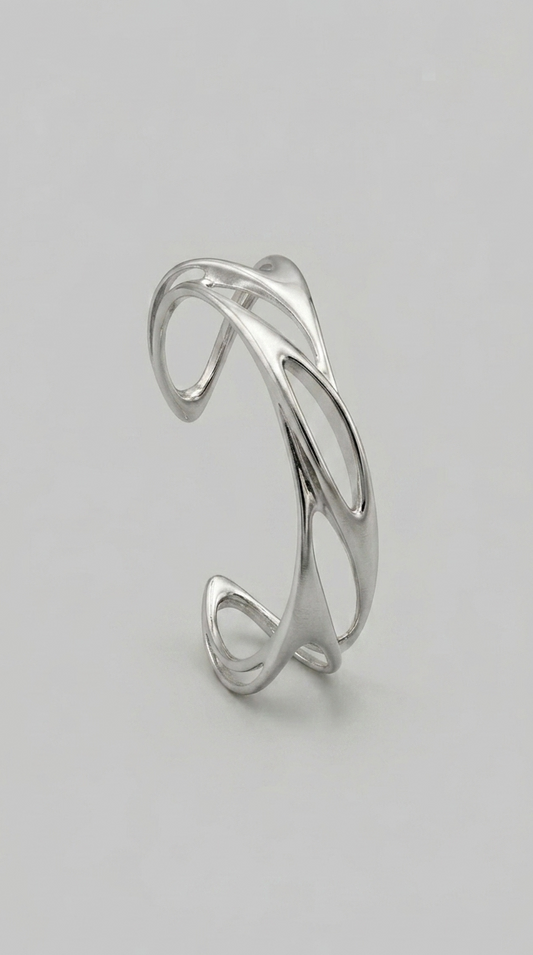 Wave Cuff Bracelet - Silver