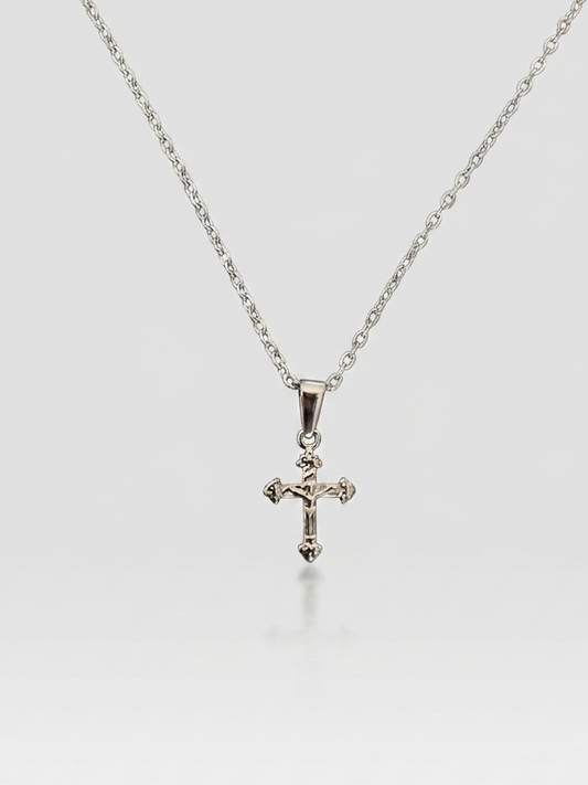 Ornate Cross Necklace - Silver