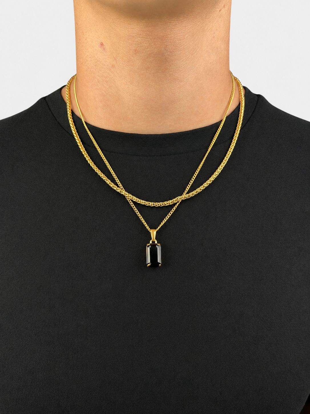 Onyx Stone Necklace - Gold