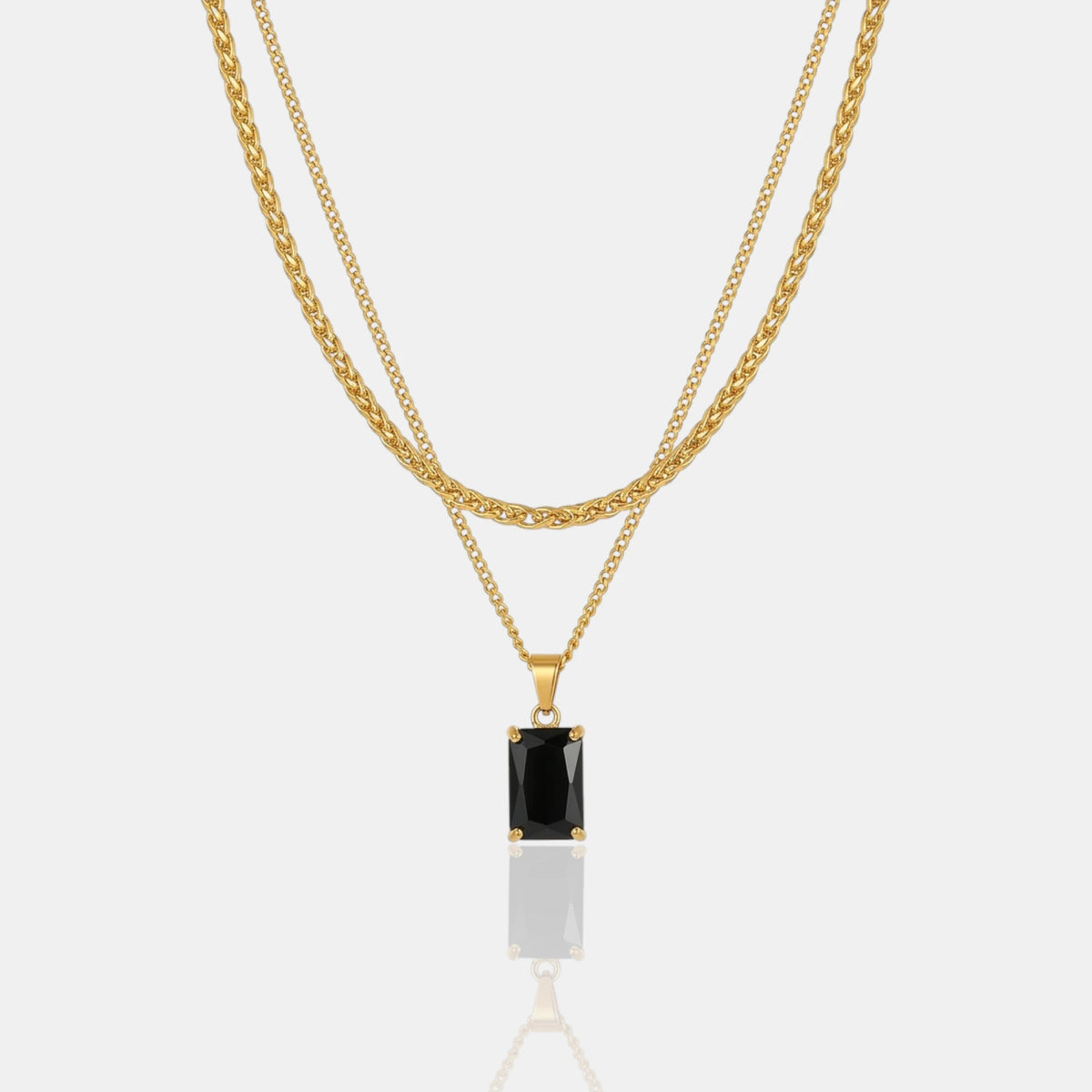 Onyx Stone Necklace - Gold