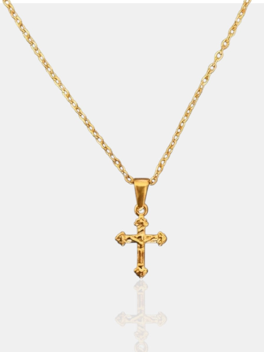 Ornate Cross Necklace - Gold