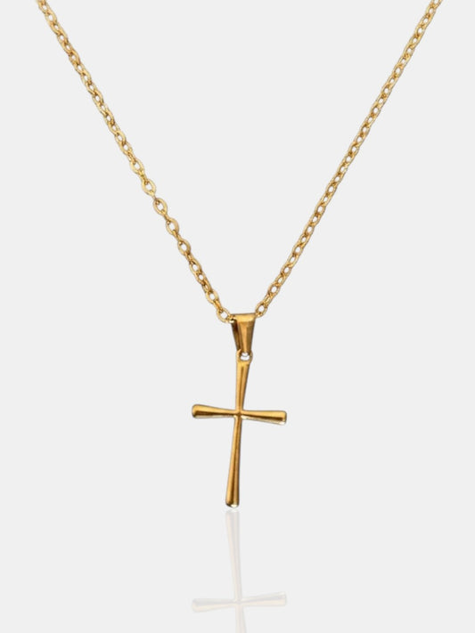 Round Cross Necklace - Gold