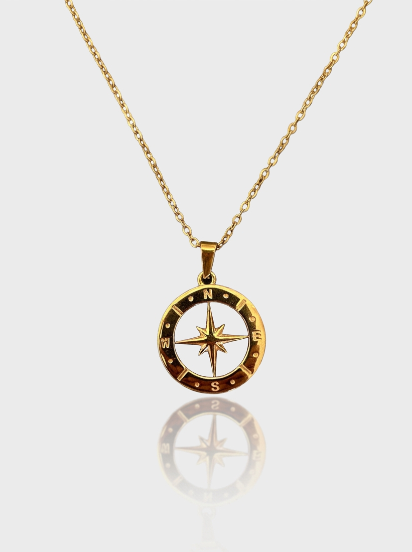 Navigator Compass Necklace - Gold