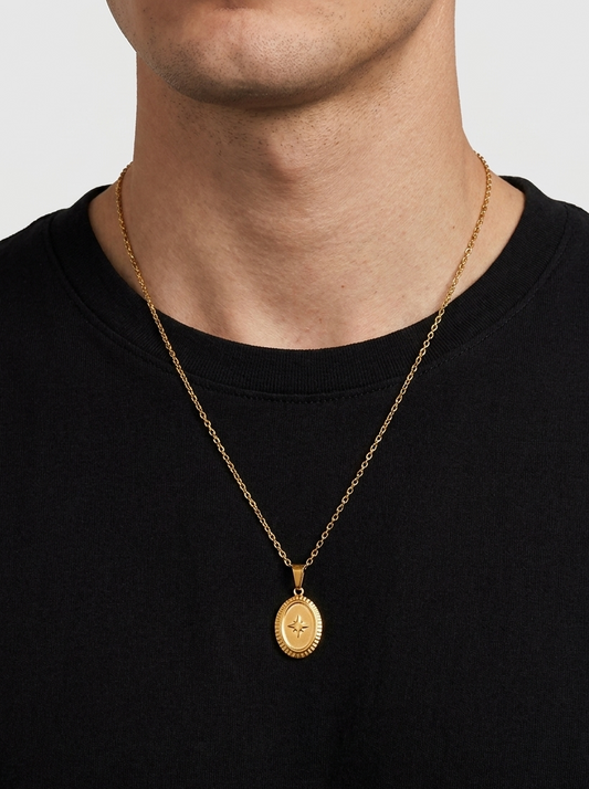 Round Medal Necklace - Gold