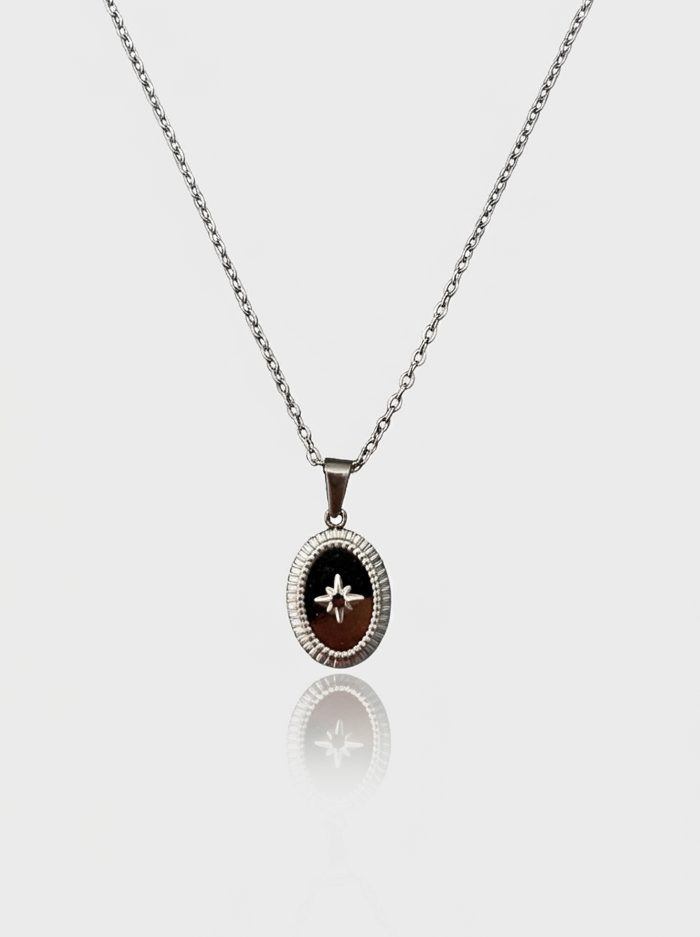 Round Star Necklace - Silver