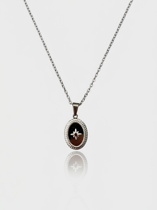 Round Star Necklace - Silver