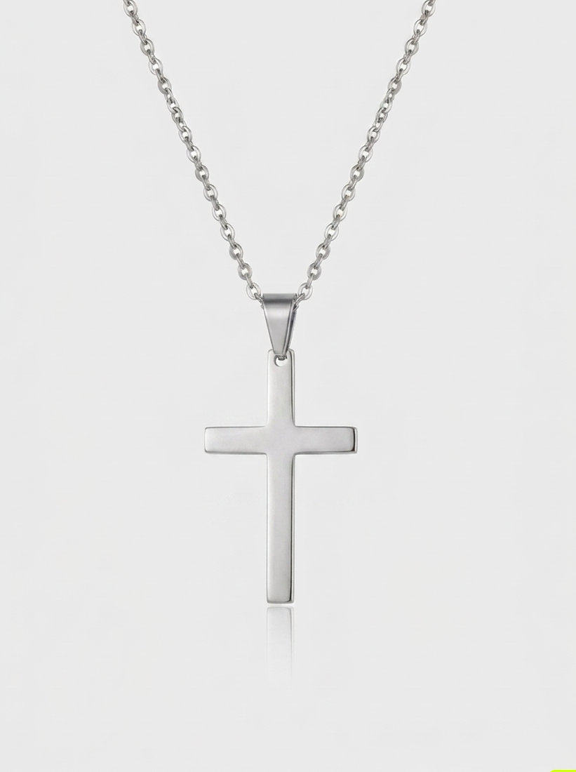 Simple Cross Necklace - Silver