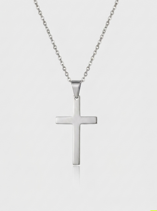Simple Cross Necklace - Silver