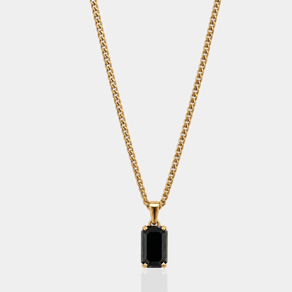Onyx Stone Necklace - Gold