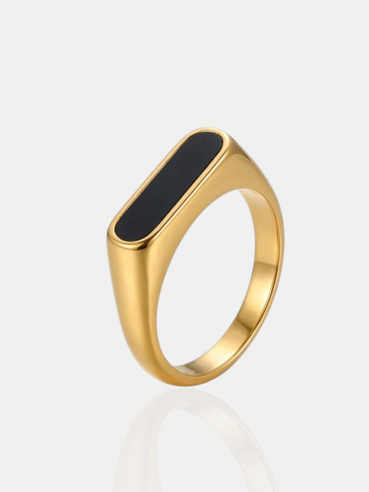 Onyx Bar Signet Ring - Gold